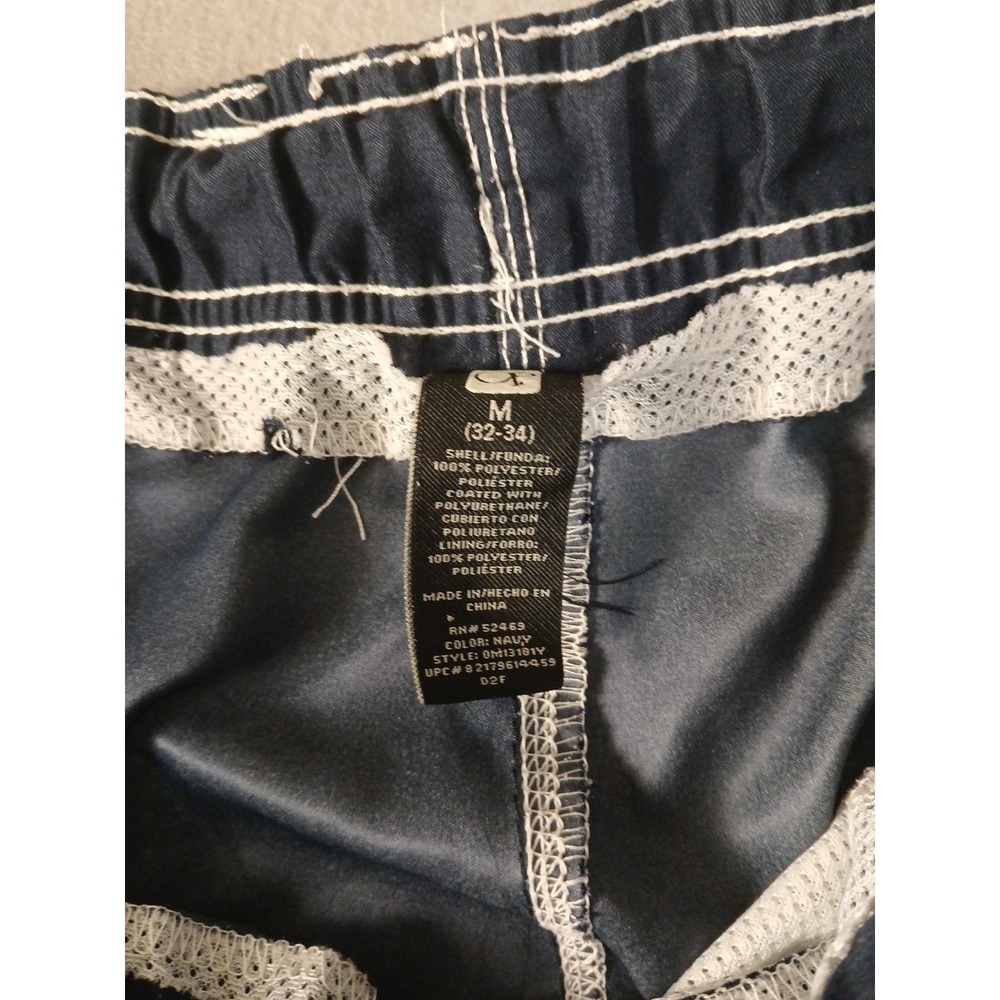 OP SPORT SWIM TRUNKS SHORTS Men's M NAVY Blue Print Lined Beach Board Surf!! - Picture 4 of 6